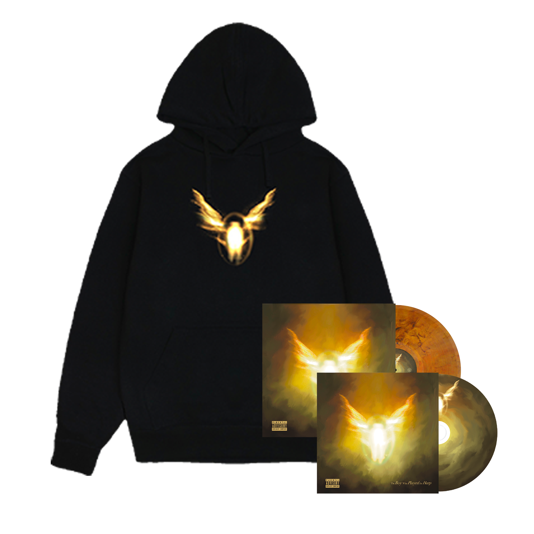 The Boy Who Played the Harp CD, Amber Vinyl & Icon Hoody