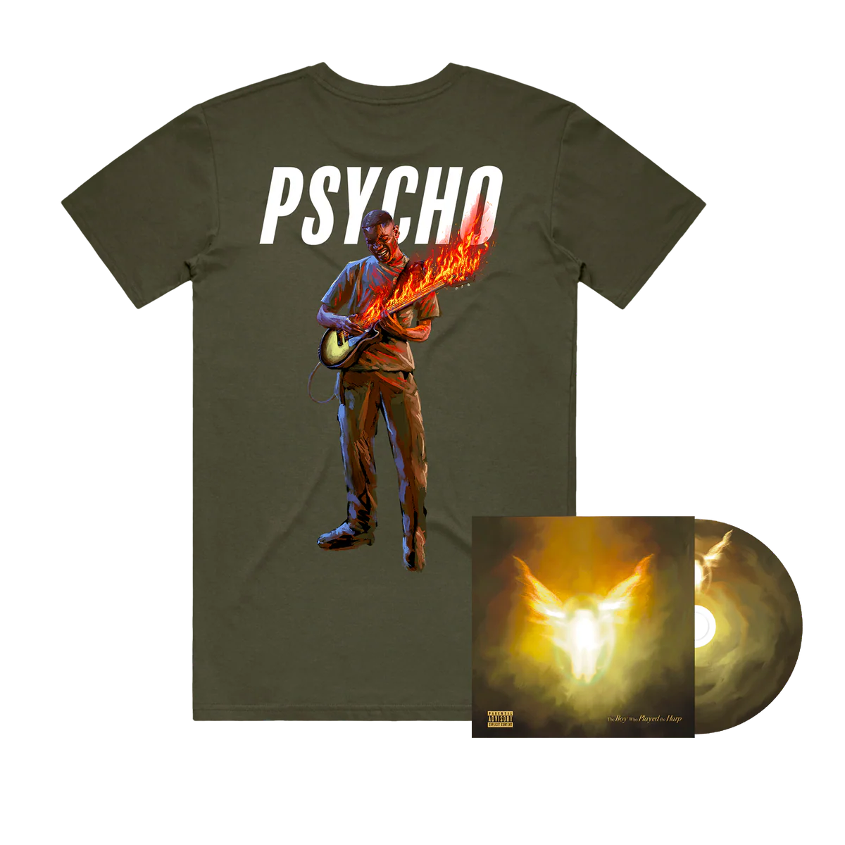 Psycho In The Fire Khaki Tee + CD