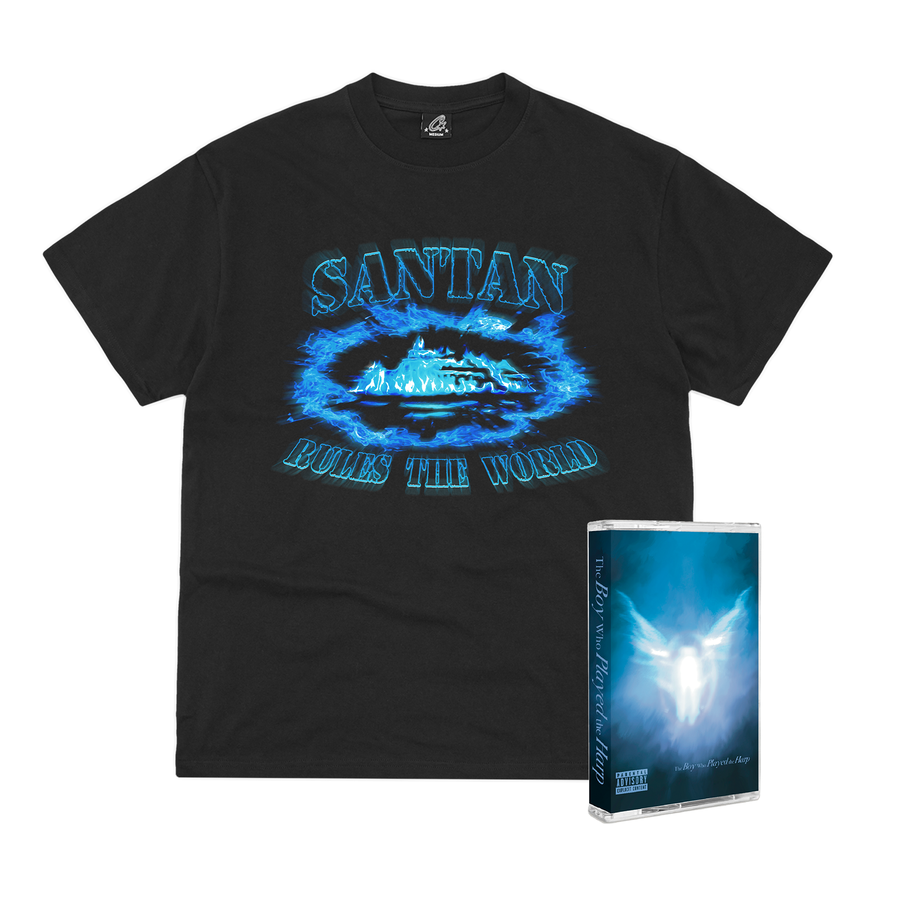 Santan Alcatraz Tee (Black/Blue Flame) + Cassette