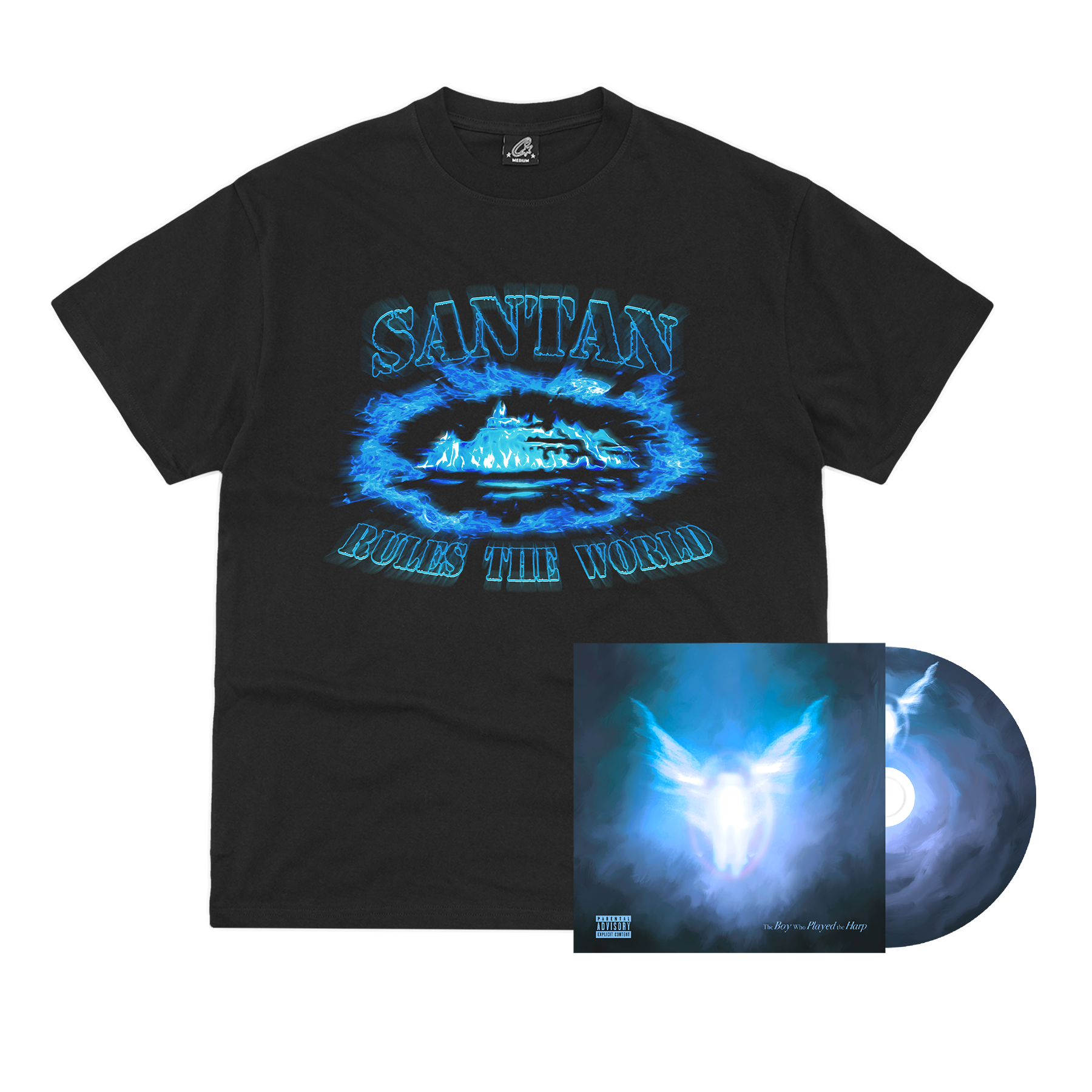Santan Alcatraz Tee (Black/Blue Flame) + CD