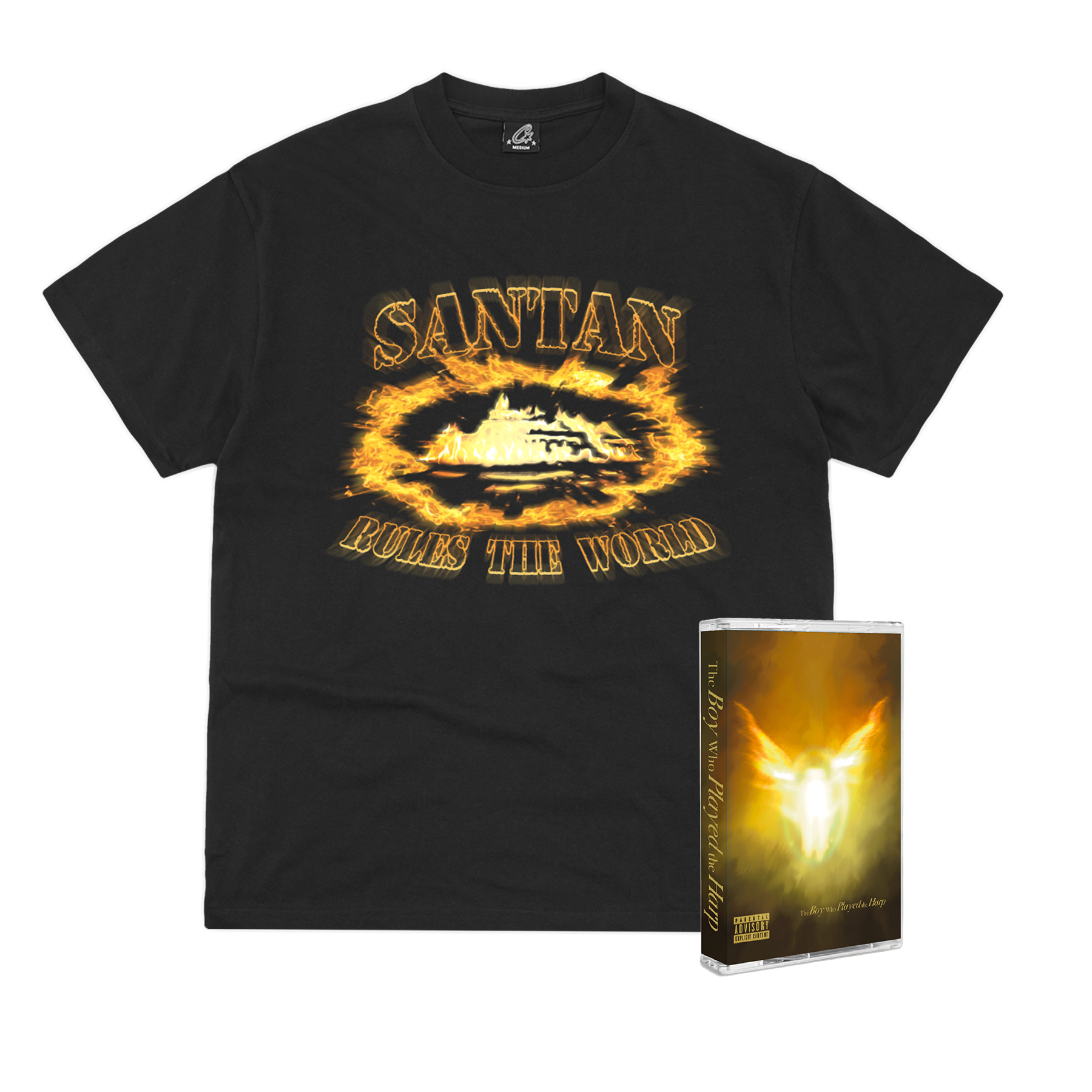 Santan Alcatraz Tee (Black/Orange Flame) + Cassette