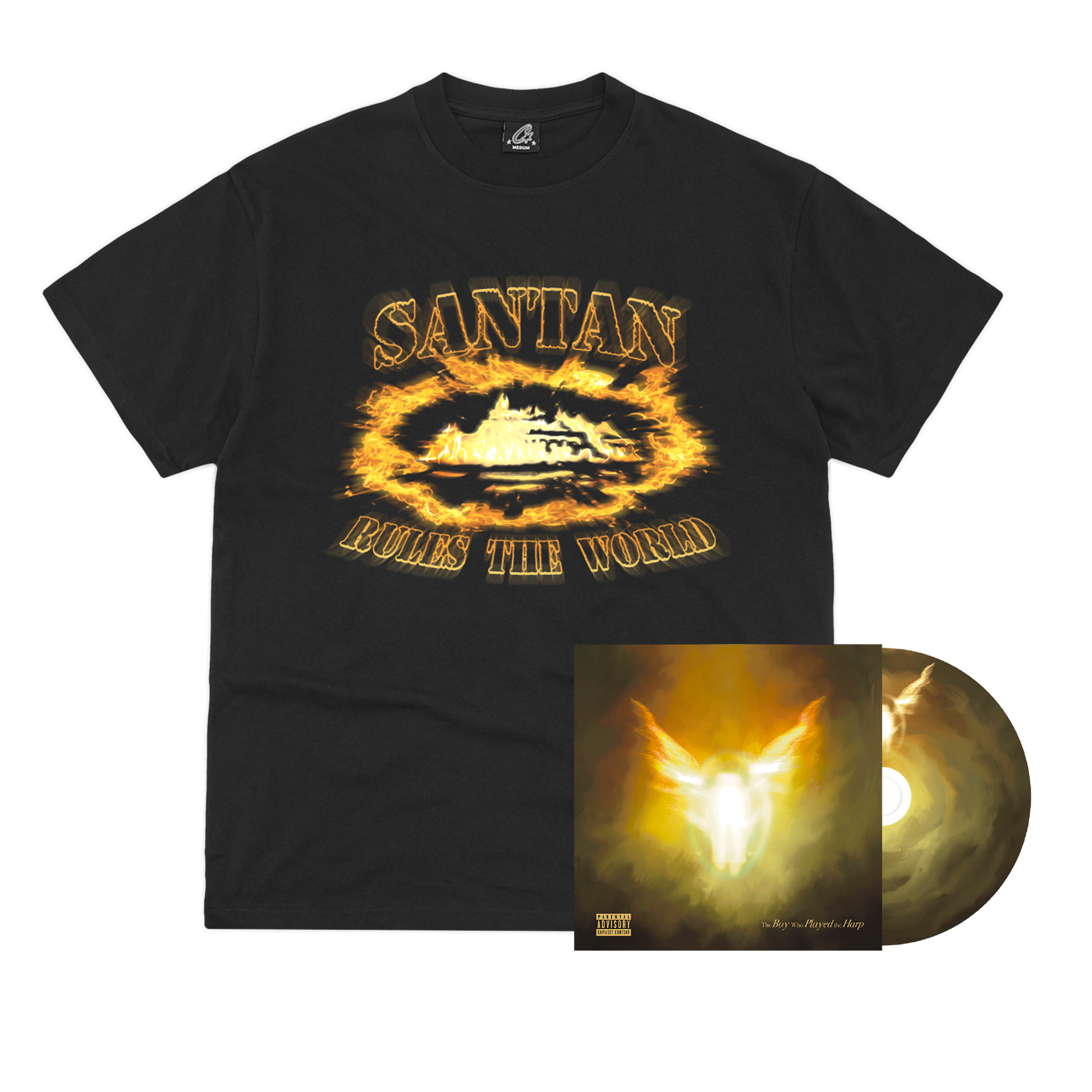 Santan Alcatraz Tee (Black/Orange Flame) + CD