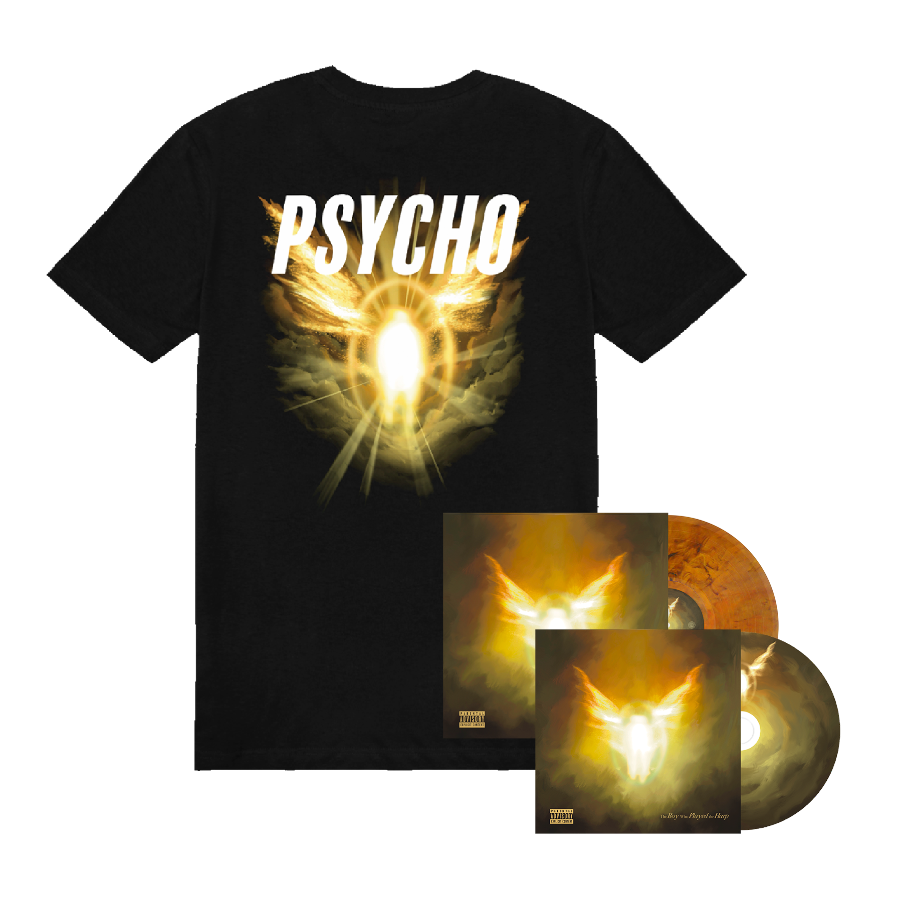 The Boy Who Played the Harp CD, Amber Vinyl & Sacred Psycho Tee