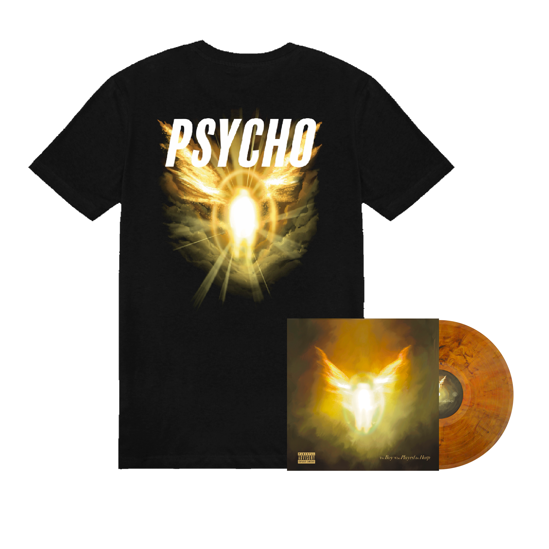 The Boy Who Played the Harp Amber Vinyl & Sacred Psycho Tee