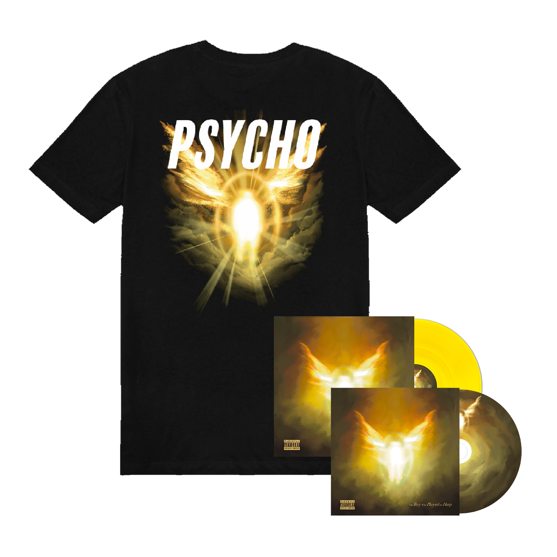 The Boy Who Played the Harp CD, Yellow Vinyl & Sacred Psycho Tee